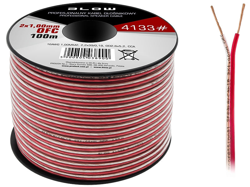 kabel 2 x 1.00 mm² OFC rol van 100 meter kabel 2 x 1.00 mm² OFC rol van 100 meter